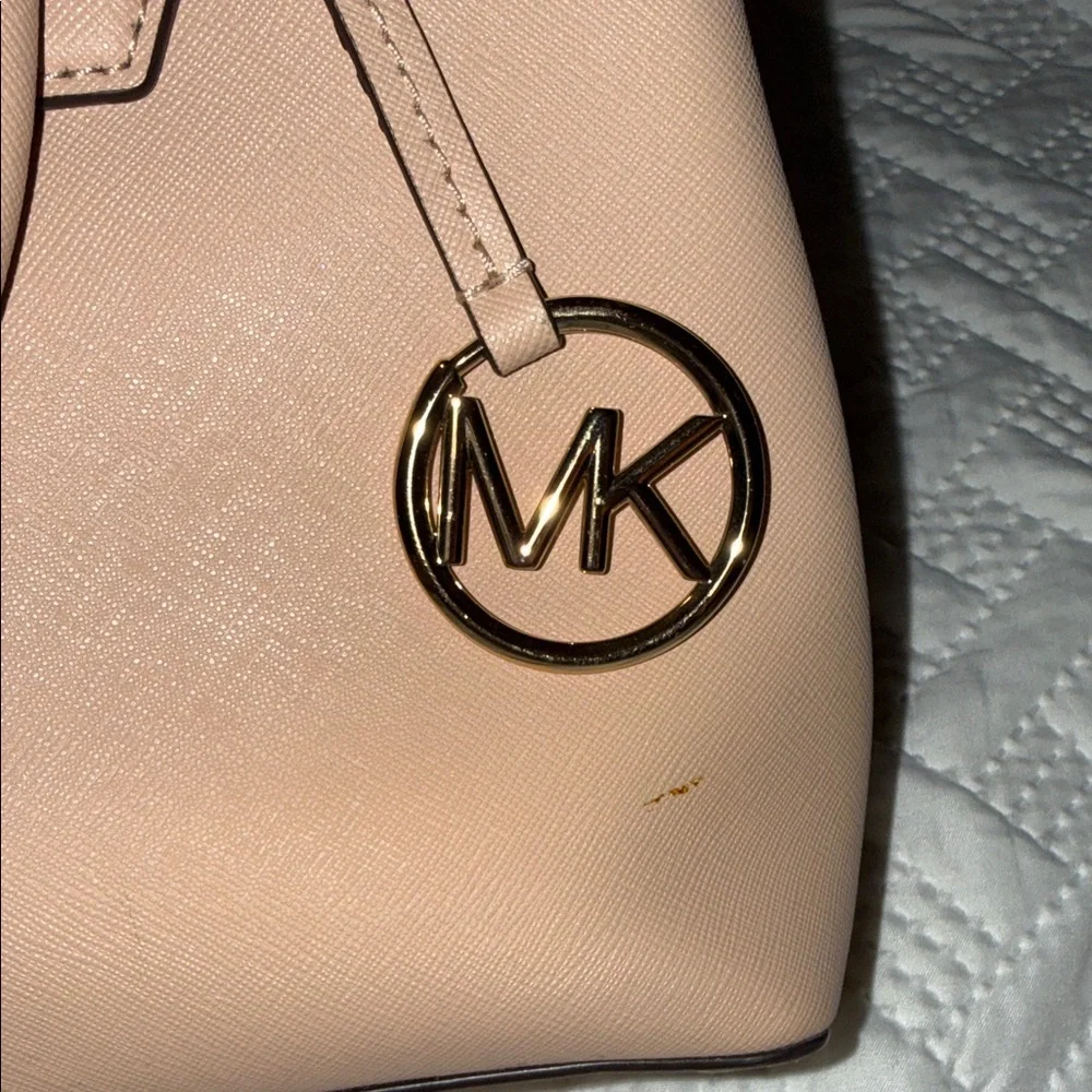 Michael Kors Tan Pebbled Leather Satchel with Gold Hardware